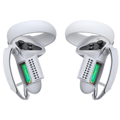 [Pro Version] KIWI design Controller Grip Cover with Battery Door Compatible with Quest 2 (Light Grey 1 Pair)